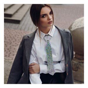 Tigerstars Dazzling Iridescent Bling Rhinestone Necktie Necklace